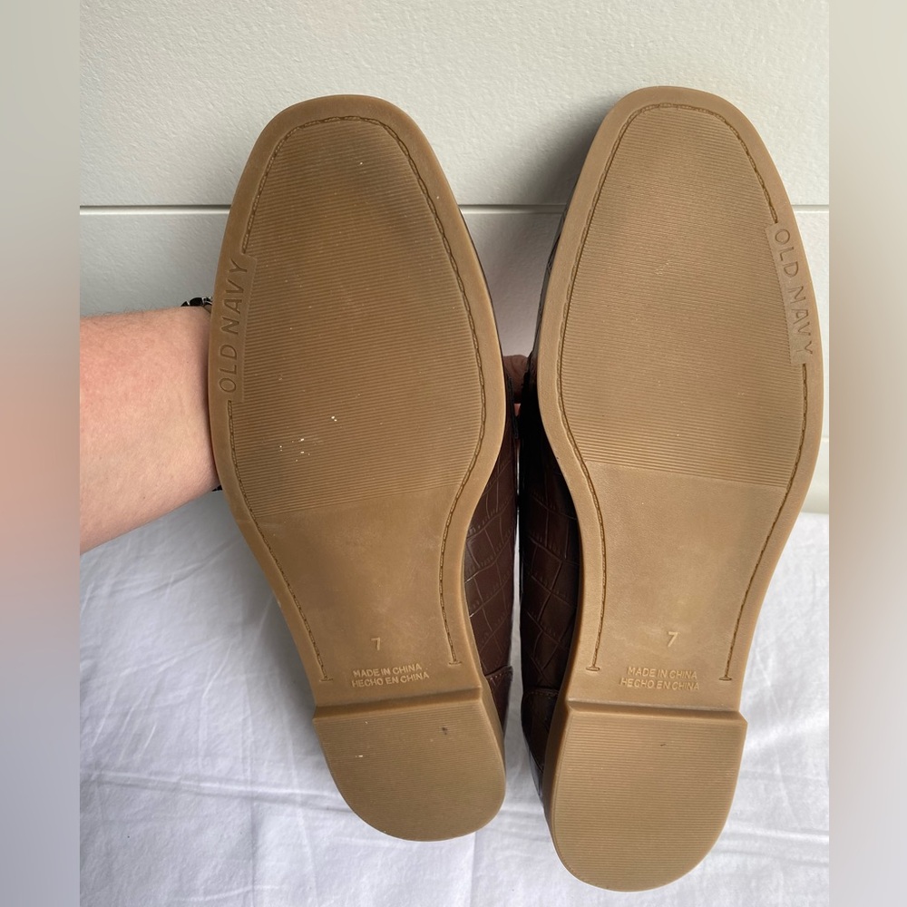Chocolate Brown Croc Embossed Slip On Flat Classic City Loafers Size 7 Old Money - Picture 7 of 13